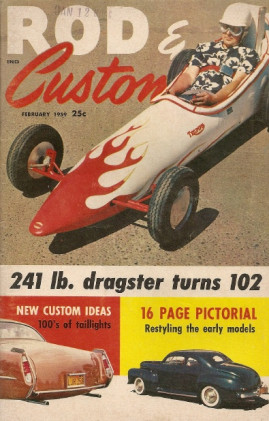 ROD & CUSTOM 1959 FEB - ADD A FLOOR SHIFTER, 57 T'BIRD GETS CUSTOM HEADLAMPS